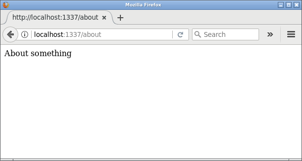 Så här ser routen /about ut i webbläsaren.