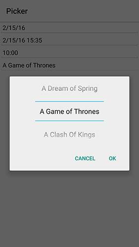 String picker on the native Android device