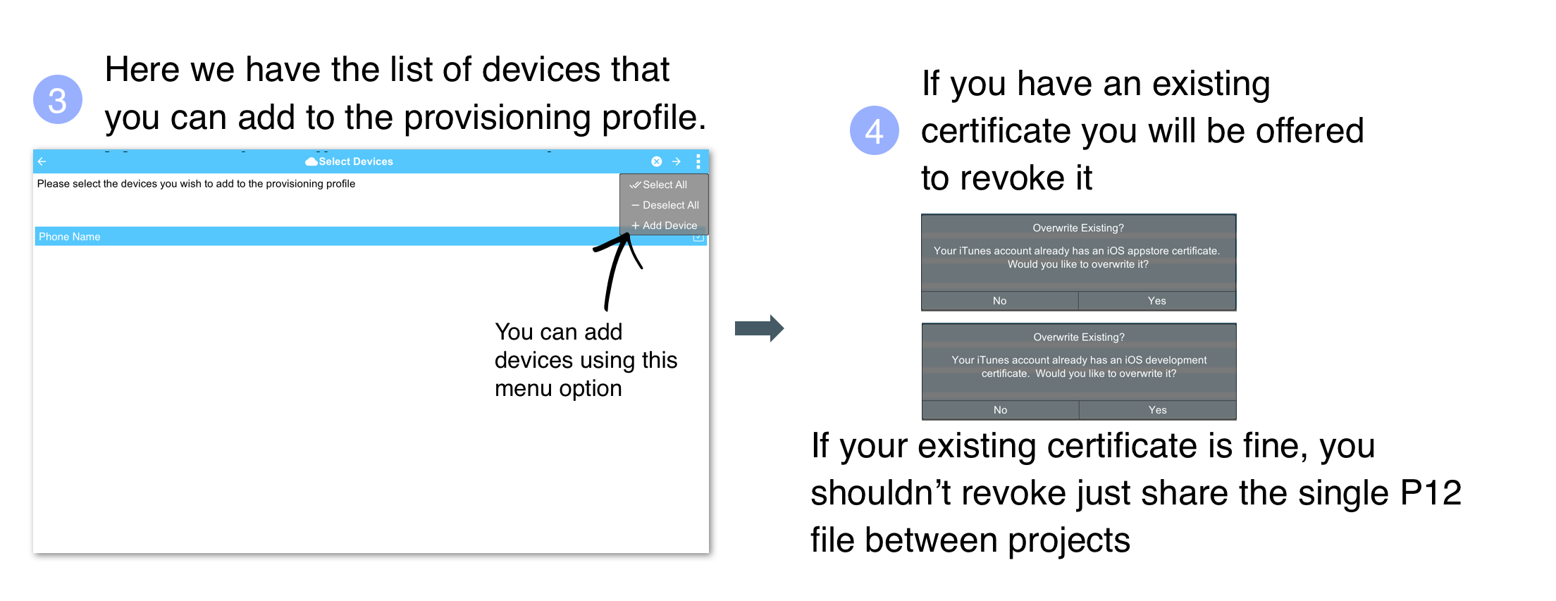 Using the iOS Certificate Wizard Steps 3 and 4