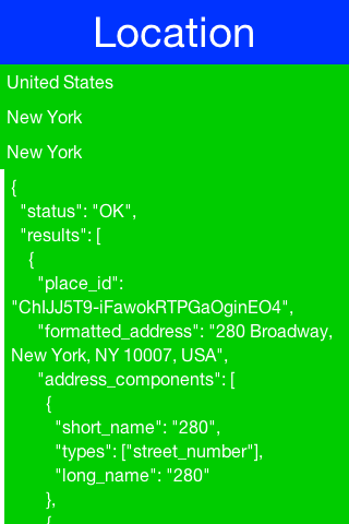 Running the geocode sample above in the simulator