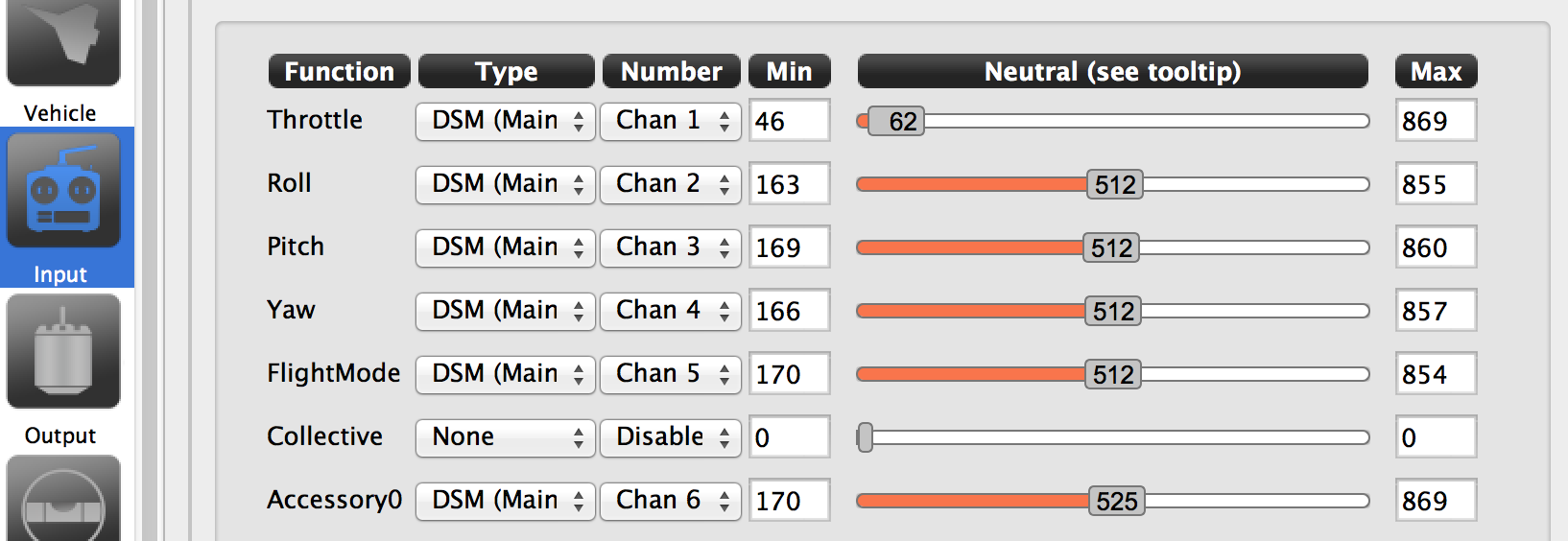 Input configuration