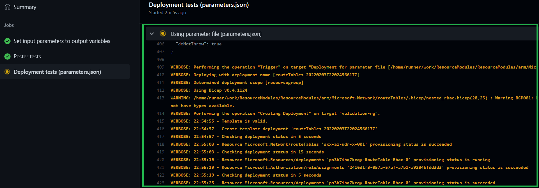 Deployment log