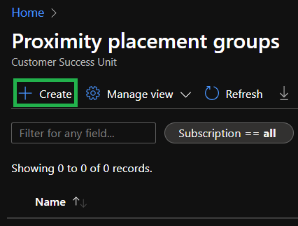 Init Proximity Placement Creation