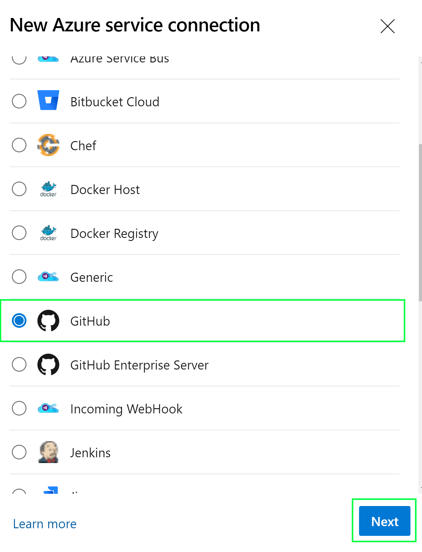 Github Service Connection