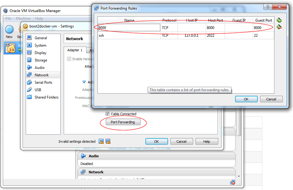 virtualbox port forwarding